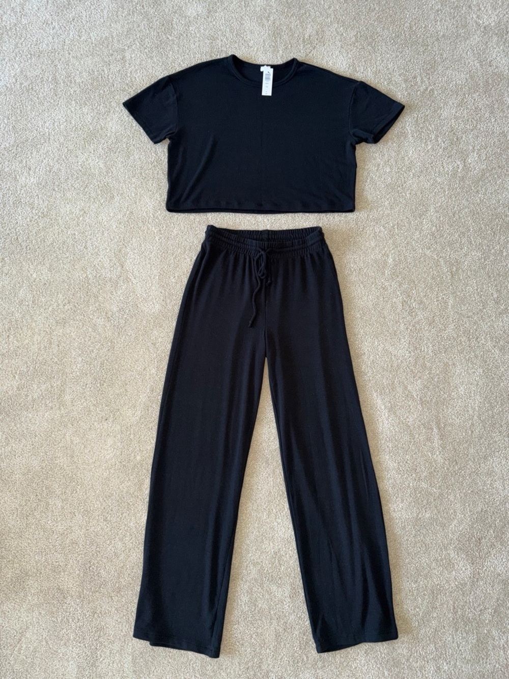 Wilfred Black Wide-Leg Drawstring Pants & Matching Top